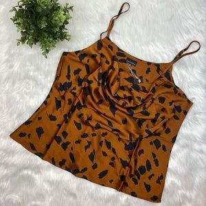 Zenobia Brown/Camel and Black Women’s Print Top